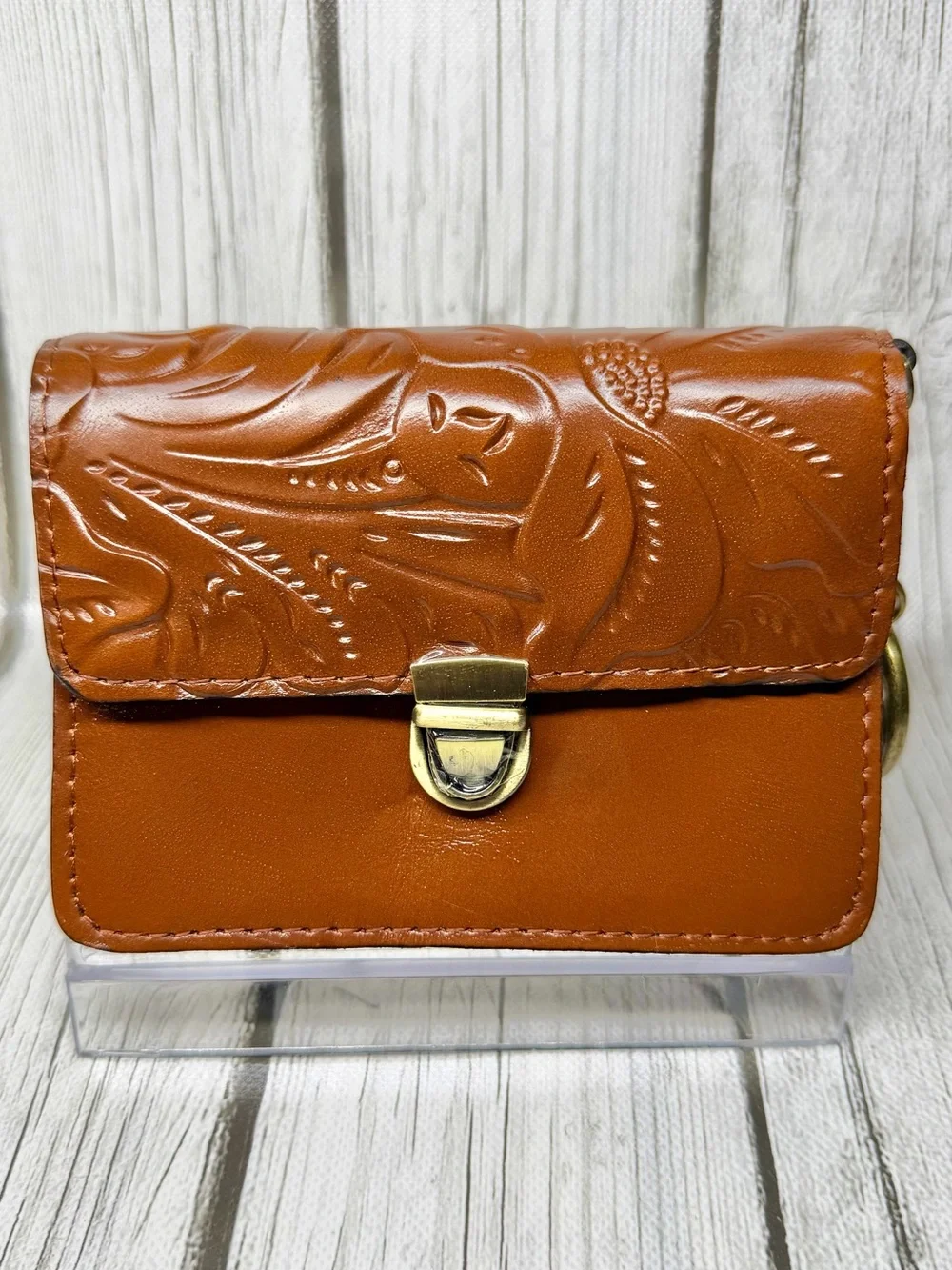 PRE LOVED Patricia Nash Mini Lanza Key Fob in Florence Brown